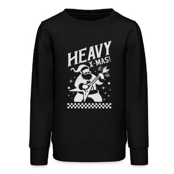 Heavy X-MAS - Heavy Metal gitaar Santa Claus - Tiener sweater biologisch Stanley/Stella - zwart - Voor - AI Model Teenager Male light (155cm)
