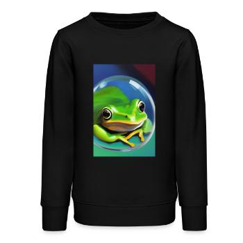 Grenouille dans une bulle - Sweat ado bio Stanley/Stella - noir - Devant - AI Model Teenager Male light (155cm)