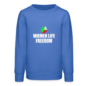 Women life freedom iran - Teens Organic Sweatshirt by Stanley/Stella - carolina blue - Front - AI Model Teenager Male dark (155cm)
