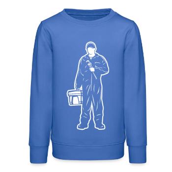 plombier - Sweat ado bio Stanley/Stella - carolina blue - Devant - AI Model Teenager Male dark (155cm)