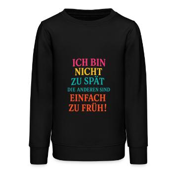 Cheeky saying for latecomers - Teens Organic Sweatshirt by Stanley/Stella - black - Front - AI Model Teenager Male light (155cm)