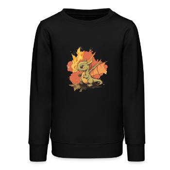 Drache grün - Teenager Organic Sweatshirt Mini Changer von Stanley/Stella - Schwarz - Vorne - AI Model Teenager Male light (155cm)