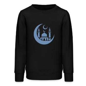 Moschee Silhouette mit Halbmond: Islamische Kunst - Teenager Organic Sweatshirt Mini Changer von Stanley/Stella - Schwarz - Vorne - AI Model Teenager Male light (155cm)