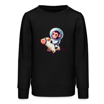 Astronaut monkey rides on cow - Teens Organic Sweatshirt by Stanley/Stella - black - Front - AI Model Teenager Male light (155cm)