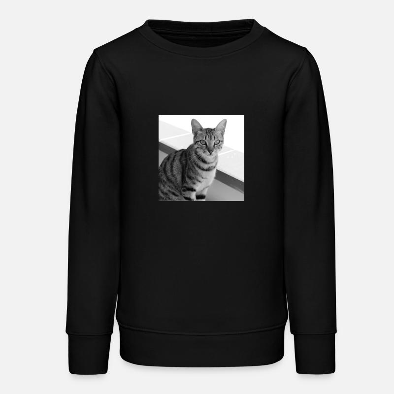 Cat background portrait white-black - Teens Organic Sweatshirt by Stanley/Stella - black