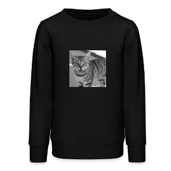 Katze Porträt weiß-schwarz - Teenager Organic Sweatshirt Mini Changer von Stanley/Stella - Schwarz - Vorne - AI Model Teenager Male light (155cm)