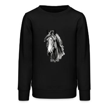 Pferd - Teenager Organic Sweatshirt Mini Changer von Stanley/Stella - Schwarz - Vorne - AI Model Teenager Male light (155cm)