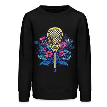 La crosse rencontre les fleurs - Sweat ado bio Stanley/Stella - noir - Devant - AI Model Teenager Male light (155cm)