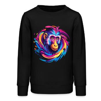 Tourbillon coloré de tête de singe - Sweat ado bio Stanley/Stella - noir - Devant - AI Model Teenager Male light (155cm)