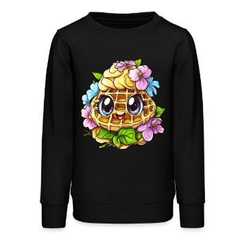 Fröhliche Blumen Waffel - Teenager Organic Sweatshirt Mini Changer von Stanley/Stella - Schwarz - Vorne - AI Model Teenager Male light (155cm)