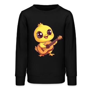 Chick joue de la guitare - Sweat ado bio Stanley/Stella - noir - Devant - AI Model Teenager Male light (155cm)