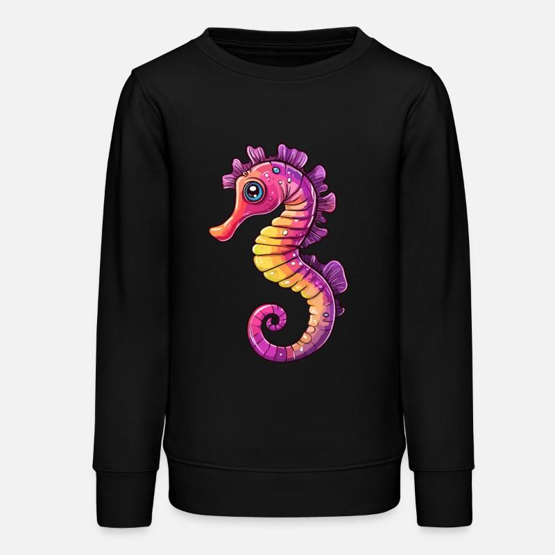 Buntes Seepferdchen Comic - Teenager Organic Sweatshirt Mini Changer von Stanley/Stella - Schwarz
