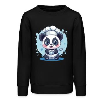 Panda avec toque de chef - Sweat ado bio Stanley/Stella - noir - Devant - AI Model Teenager Male light (155cm)
