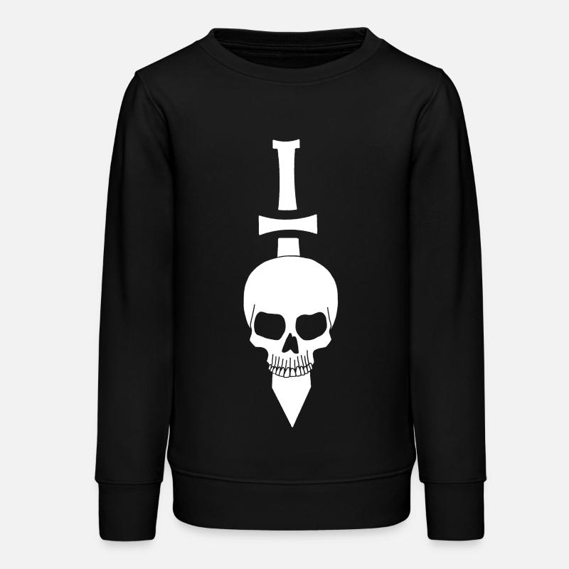 Crâne blanc et épée - Sweat ado bio Stanley/Stella - noir