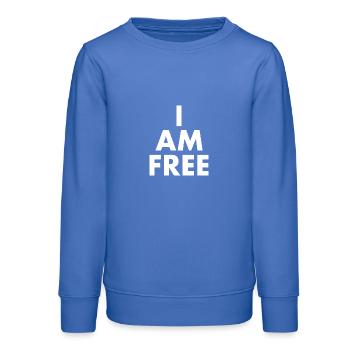 I am free - Teens Organic Sweatshirt by Stanley/Stella - carolina blue - Front - AI Model Teenager Male dark (155cm)