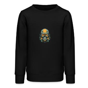 Crâne et os croisés au citron - Sweat ado bio Stanley/Stella - noir - Devant - AI Model Teenager Male light (155cm)