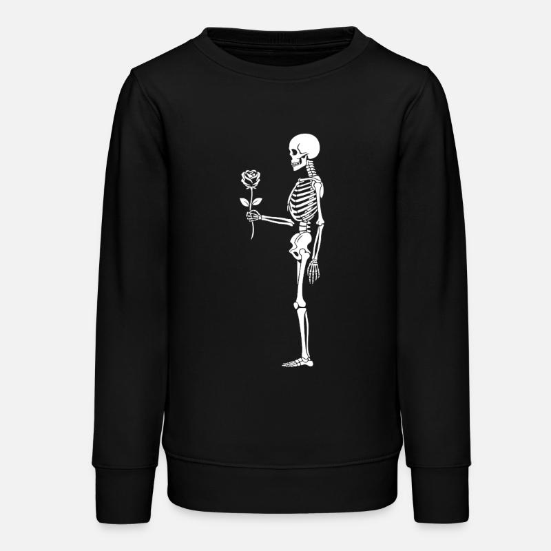 Squelette rosé avec fleur - Sweat ado bio Stanley/Stella - noir