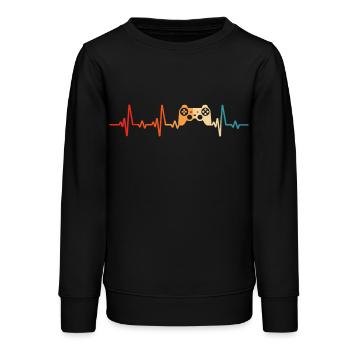 Gamer Gamer Heartbeat Console - Sweat ado bio Stanley/Stella - noir - Devant - AI Model Teenager Male light (155cm)