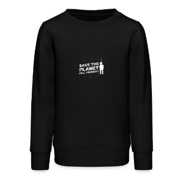 Save The Planet Kill Yourself TShirt Hangman - Teenager Organic Sweatshirt Mini Changer von Stanley/Stella - Schwarz - Vorne - AI Model Teenager Male light (155cm)