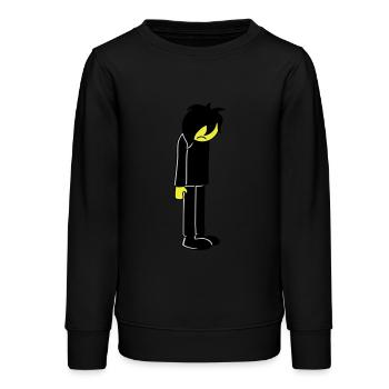 Triste malheureux emo longs cheveux noirs - Sweat ado bio Stanley/Stella - noir - Devant - AI Model Teenager Male light (155cm)
