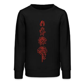 Blüte einer roten Blume - Teenager Organic Sweatshirt Mini Changer von Stanley/Stella - Schwarz - Vorne - AI Model Teenager Male light (155cm)