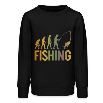 Evolution pour la pêche - Sweat ado bio Stanley/Stella - noir - Devant - AI Model Teenager Male light (155cm)