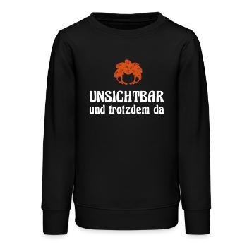 Pumuckl Mit Spruch Unsichtbar Und Trotzdem Da - Teenager Organic Sweatshirt Mini Changer von Stanley/Stella - Schwarz - Vorne - AI Model Teenager Male light (155cm)