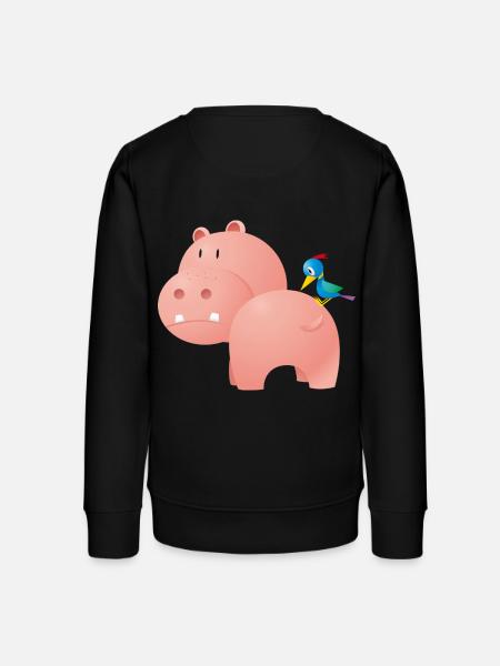 Nilpferd mit Vogel - Teenager Organic Sweatshirt Mini Changer von Stanley/Stella - Schwarz