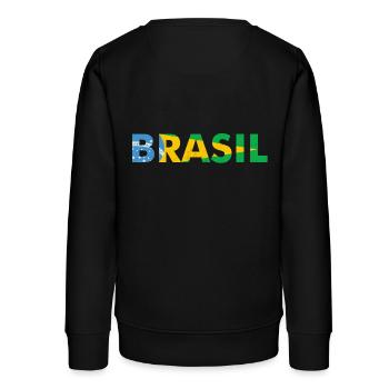 Brasilien Flaggendesign in Nationalfarben - Teenager Organic Sweatshirt Mini Changer von Stanley/Stella - Schwarz - Hinten - AI Model Teenager Male light (155cm)