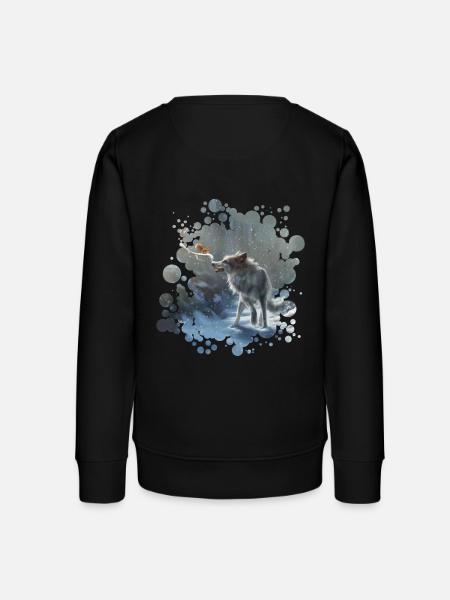 Wolf Eichhörnchen Winter - Teenager Organic Sweatshirt Mini Changer von Stanley/Stella - Schwarz