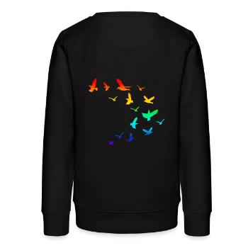 Nuée d'oiseaux arc-en- - Sweat ado bio Stanley/Stella - noir - Dos - AI Model Teenager Male light (155cm)
