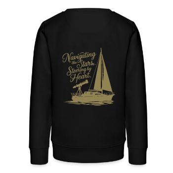 Voile, Voilier, Étoiles, Télescope - Sweat ado bio Stanley/Stella - noir - Dos - AI Model Teenager Male light (155cm)