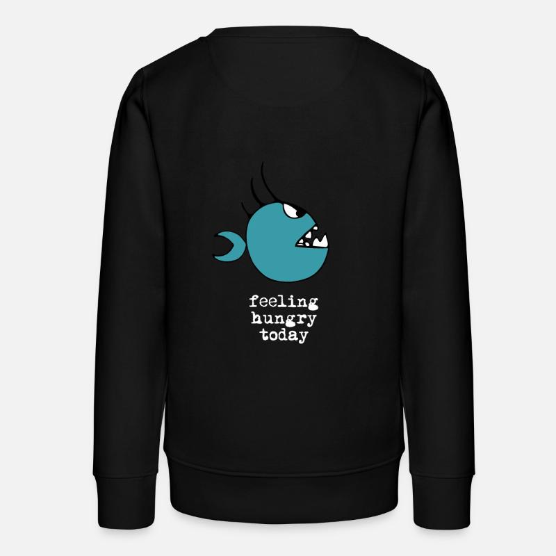 Piranha affamé dessin blanc - Sweat ado bio Stanley/Stella - noir