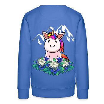Einhorn Enzian Edelweiß Alpen Schweiz Österreich - Teenager Organic Sweatshirt Mini Changer von Stanley/Stella - carolina Blue - Hinten - AI Model Teenager Male dark (155cm)