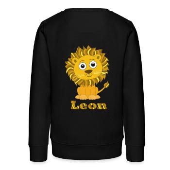 Leon Löwe lustige Raubkatze mit Name - Teenager Organic Sweatshirt Mini Changer von Stanley/Stella - Schwarz - Hinten - AI Model Teenager Male light (155cm)