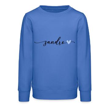 Sandro Nom Calligraphie Police - Sweat ado bio Stanley/Stella - carolina blue - Devant - AI Model Teenager Male dark (155cm)