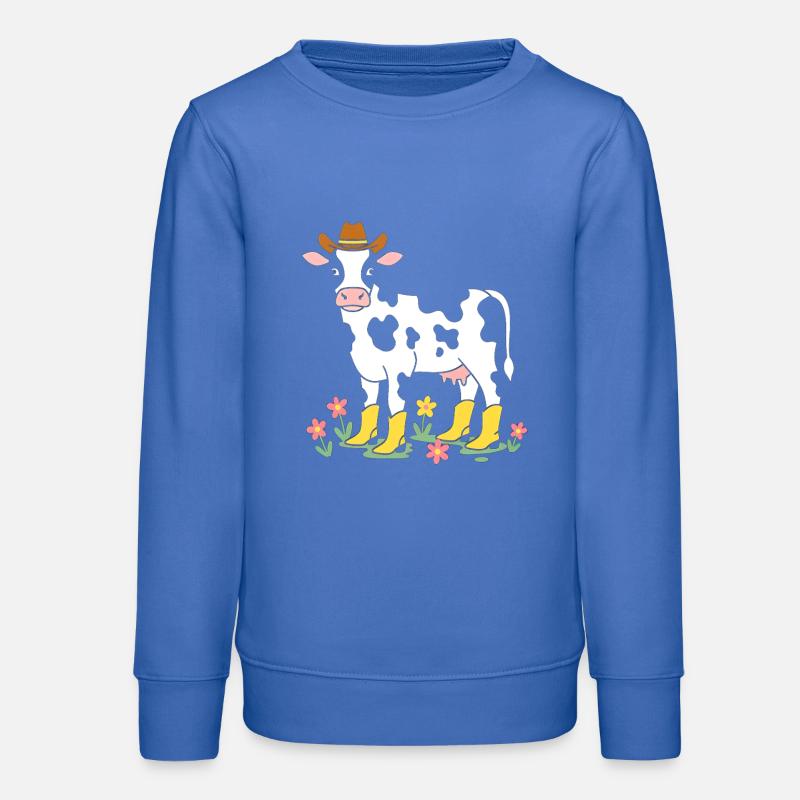 Vache style cowboy avec bottes - Sweat ado bio Stanley/Stella - carolina blue