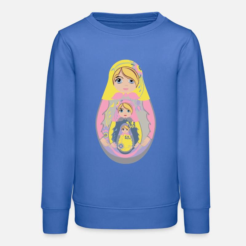 Nesting Matryoshka Doll Design - Teens Organic Sweatshirt by Stanley/Stella - carolina blue