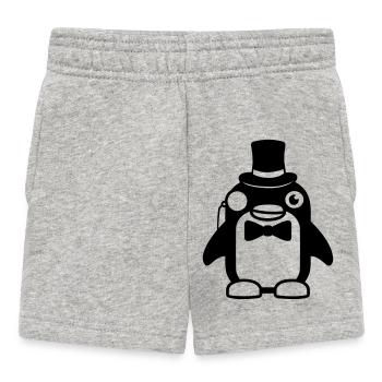 Pingouin Gentleman Sir M. Monocle Haut de Forme - Short Bébé - gris chiné - Devant