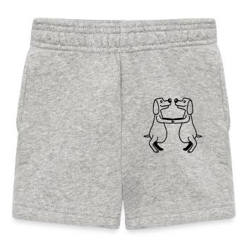 2 Hunde Dicker Bauch Übergewicht Tanzen Zusammen - Baby Shorts - Grau meliert - Vorne