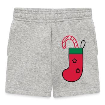 chaussette de Noël avec canne à sucre - Short Bébé - gris chiné - Devant