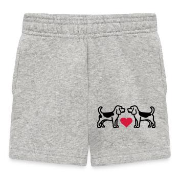 Beagle Dog Beagles 2 Dogs Love Heart - Baby Shorts - heather grey - Front