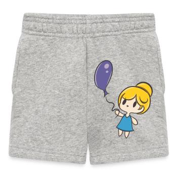 Ballon und Baby Mädchen - Baby Shorts - Grau meliert - Vorne