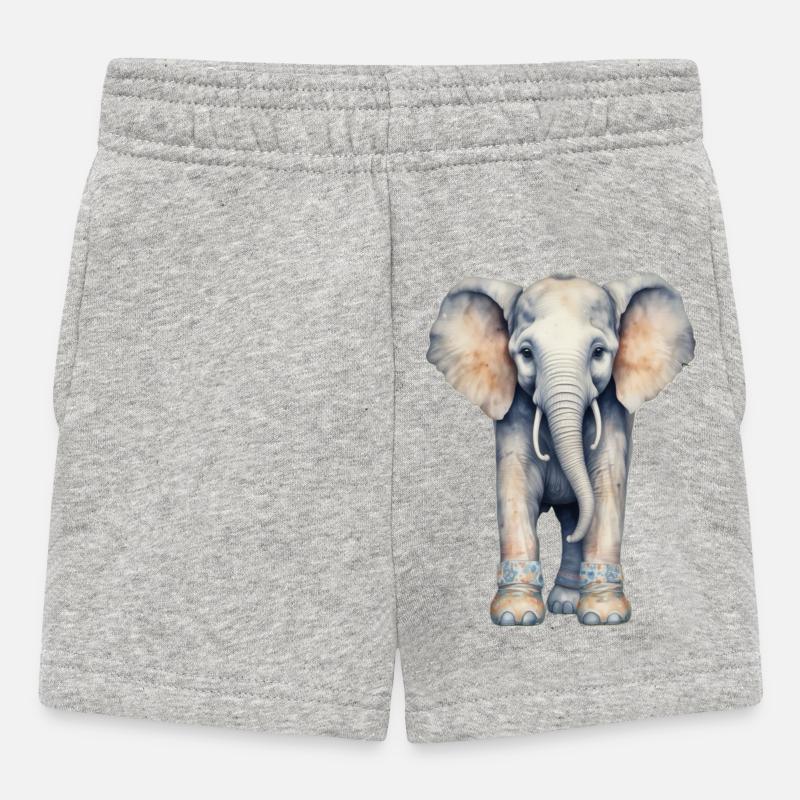 Éléphant avec des bottes colorées - Short Bébé - gris chiné