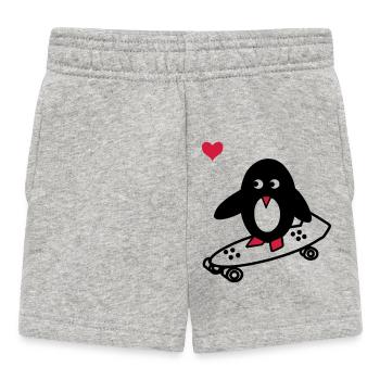 pingouin avec le skate-board - Short Bébé - gris chiné - Devant