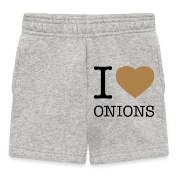 I LOVE ONIONS Zwiebeln - Baby Shorts - Grau meliert - Vorne