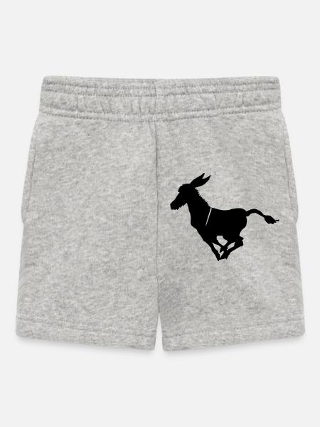 Süßer Esel im Galopp Grautier  - Baby Shorts - Grau meliert