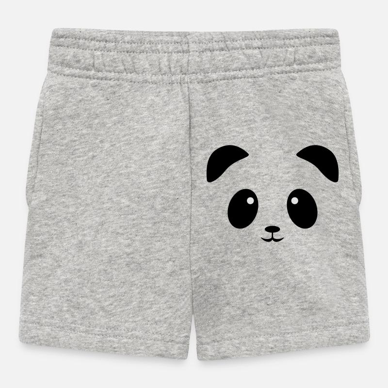 Panda Face - Baby Shorts - heather grey