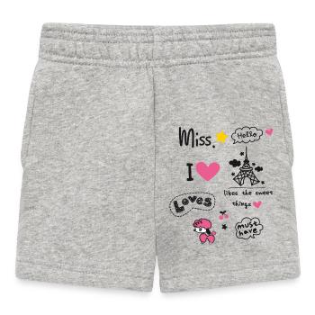 badges paris pink girl love scribble miss cute LOL - Short Bébé - gris chiné - Devant
