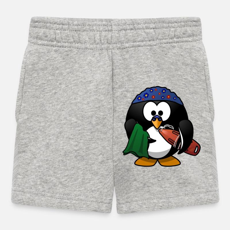 Chapeau de fleur pingouin sur la plage - Short Bébé - gris chiné